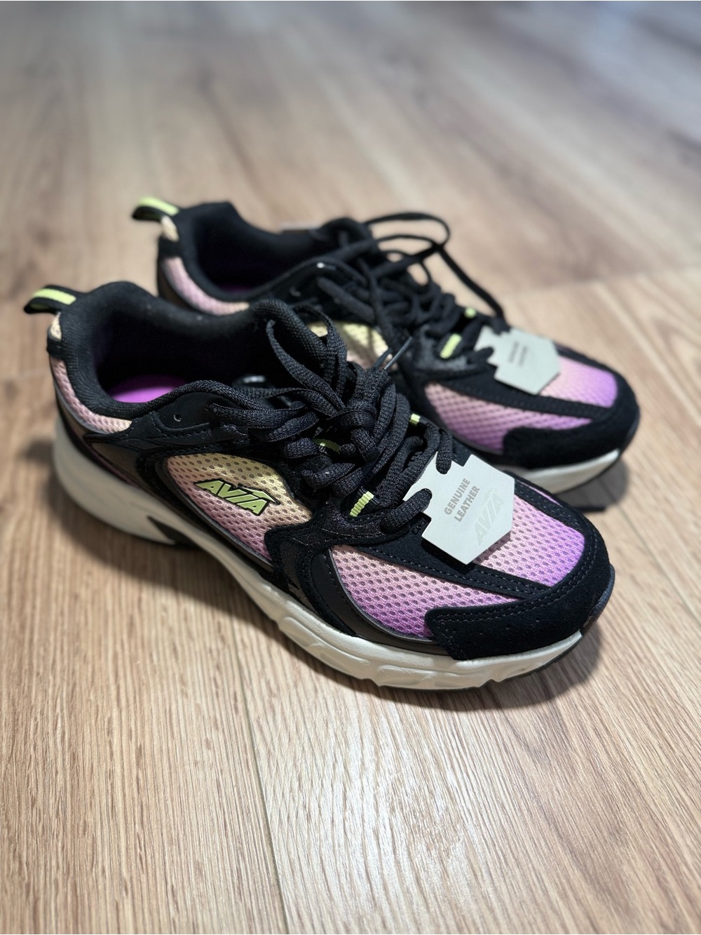 Avia Black & Pink‎ Mesh Lace-Up Running Sneakers Athletic Shoes